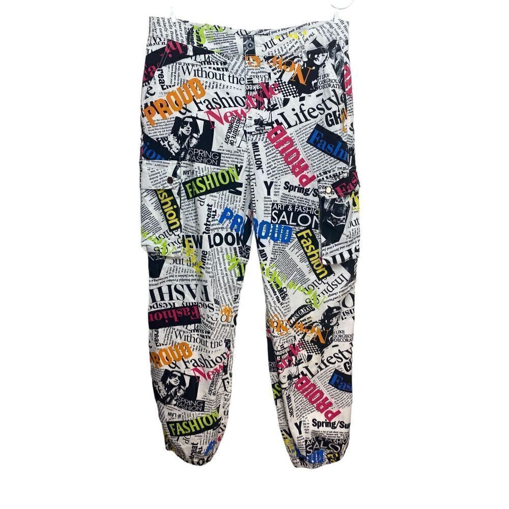 Like An Angel Womens Multicolor Graphic Print Cargo Joggers Pants Size Small